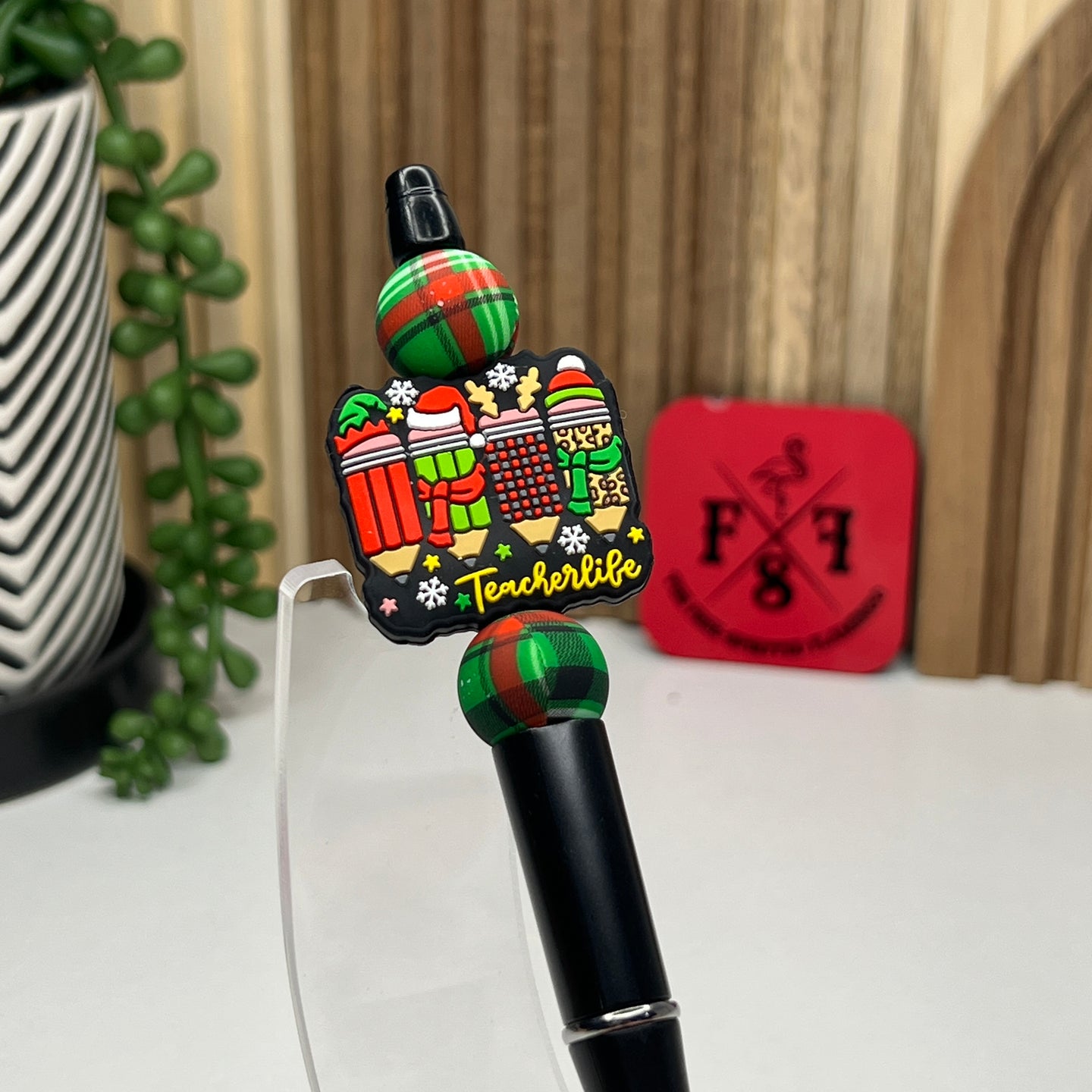 Plaid Teacher Plastic Pen